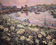 Rockport Garden 24"x30" acrylic/canvas $4500 Painting of Rockport MA Garden and Motif #1