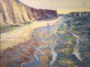 alone-2-unframed Cape Cod beach painting with couple.