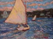 Cape Cod cat-boat painting
