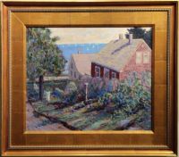 Painting of Coastal village Noac near Mystic, framed