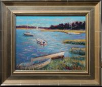 Wellfleet harbor painting- Cape Cod, framed